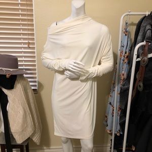 Norma Kamali cream super stretch sexy dress S BRAND NEW!